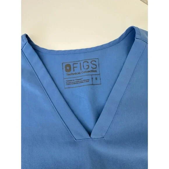 FIGS Technical Collection Womens Scrub Top Size S Blue Short Sleeve V Neck Stain - Picture 4 of 11